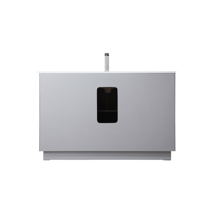 Hayes 60'' Gray Freestanding Single Vanity with Engineered Marble Top