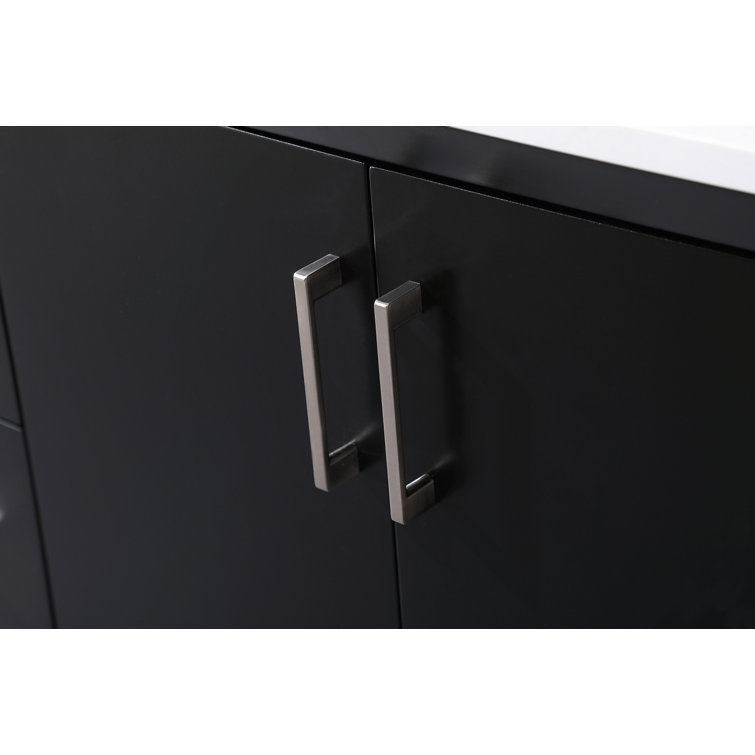 Hayes 84'' Black Double Vanity with Engineered Marble Top