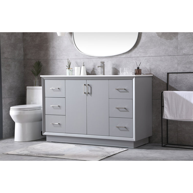Hayes 60'' Gray Freestanding Single Vanity with Engineered Marble Top