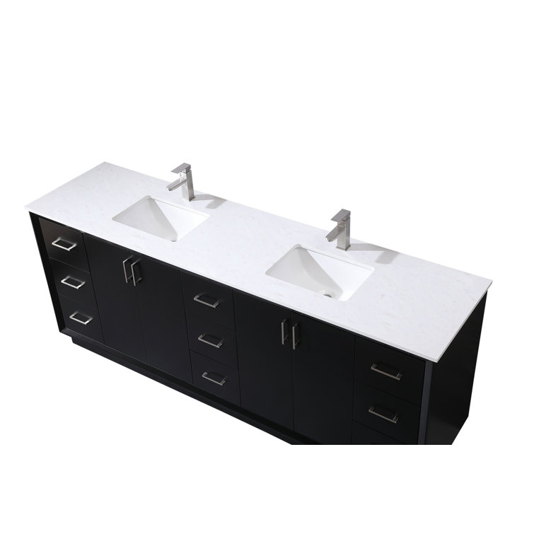Hayes 84'' Black Double Vanity with Engineered Marble Top