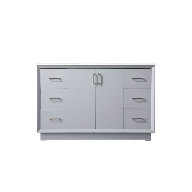 Hayes 60'' Gray Freestanding Single Vanity with Engineered Marble Top