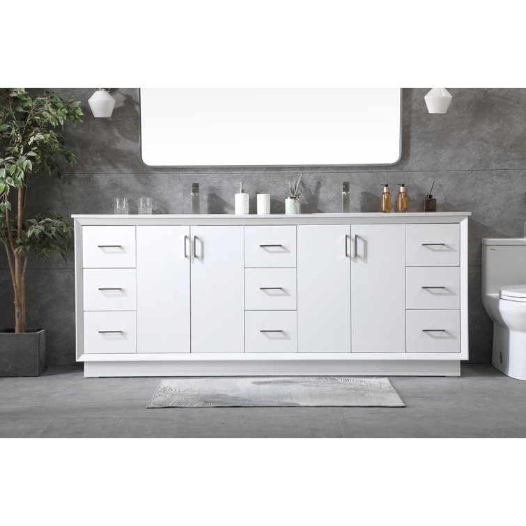 Hayes 84'' White Double Vanity with Engineered Marble Top