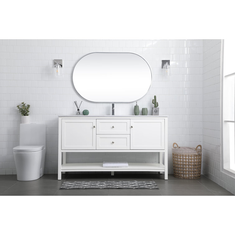 Heath 60'' White Freestanding Double Bathroom Vanity with Engineered Marble Top
