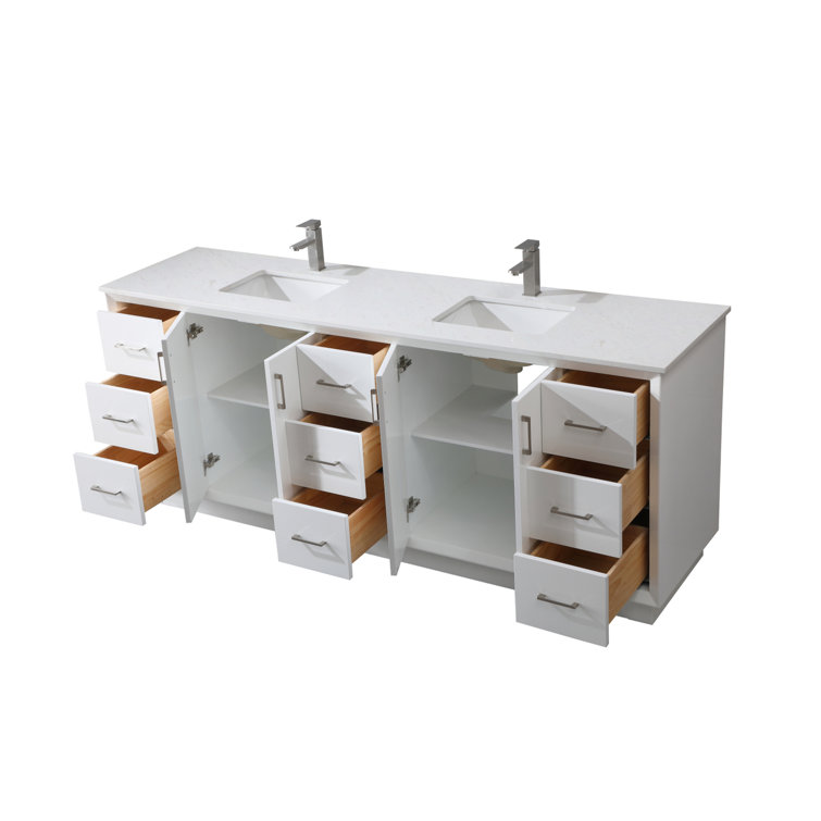 Hayes 84'' White Double Vanity with Engineered Marble Top