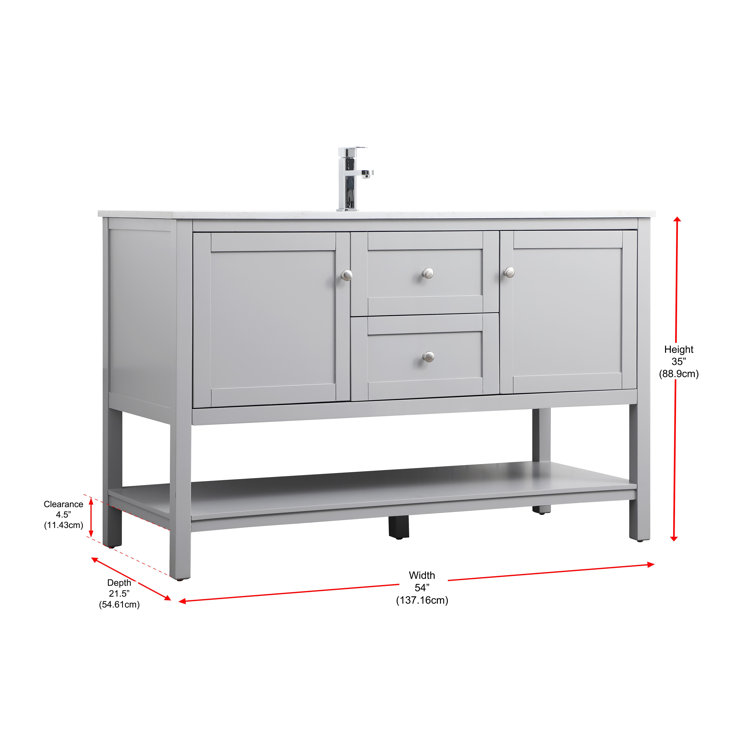 Heath 54'' Gray Double Vanity with Engineered Marble Top