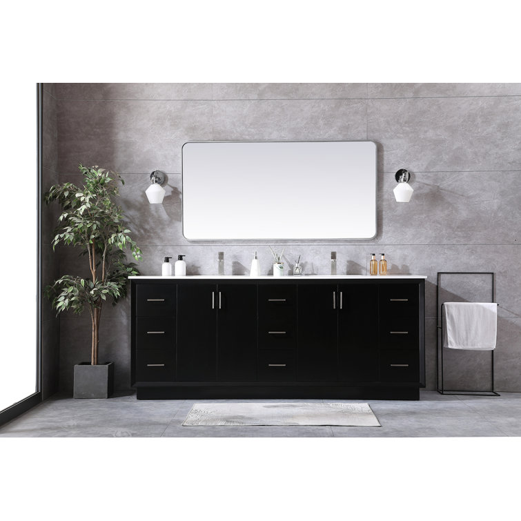 Hayes 84'' Black Double Vanity with Engineered Marble Top