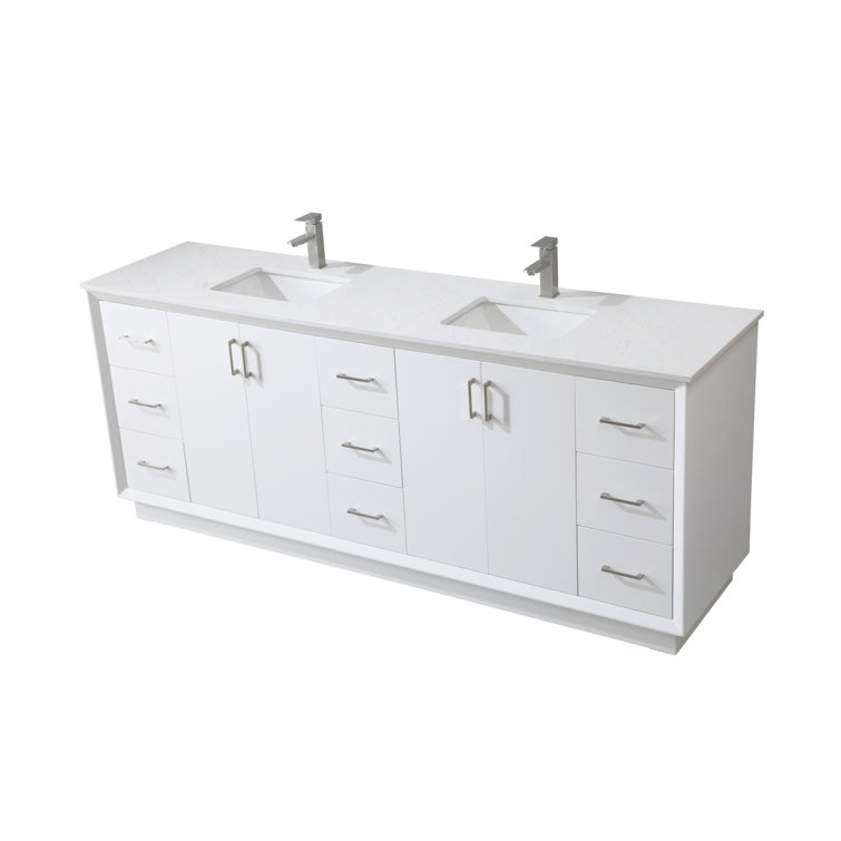 Hayes 84'' White Double Vanity with Engineered Marble Top