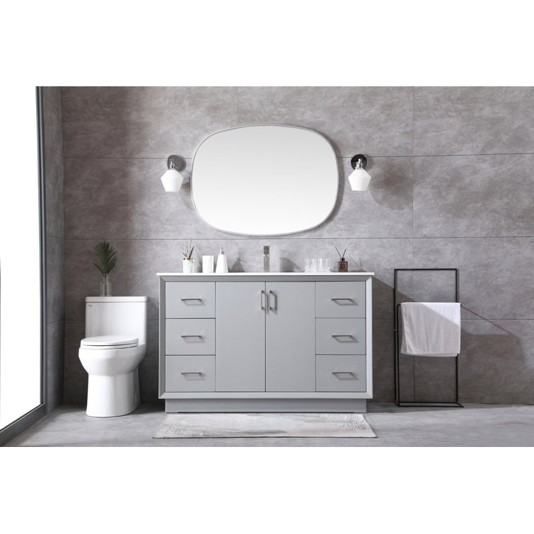 Hayes 60'' Gray Freestanding Single Vanity with Engineered Marble Top
