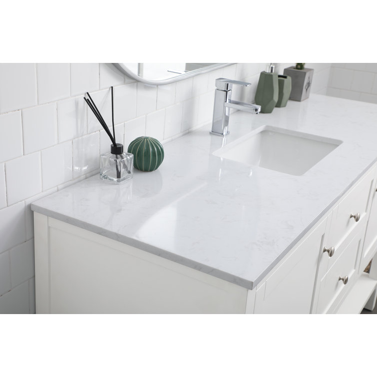 Heath 60'' White Freestanding Double Bathroom Vanity with Engineered Marble Top