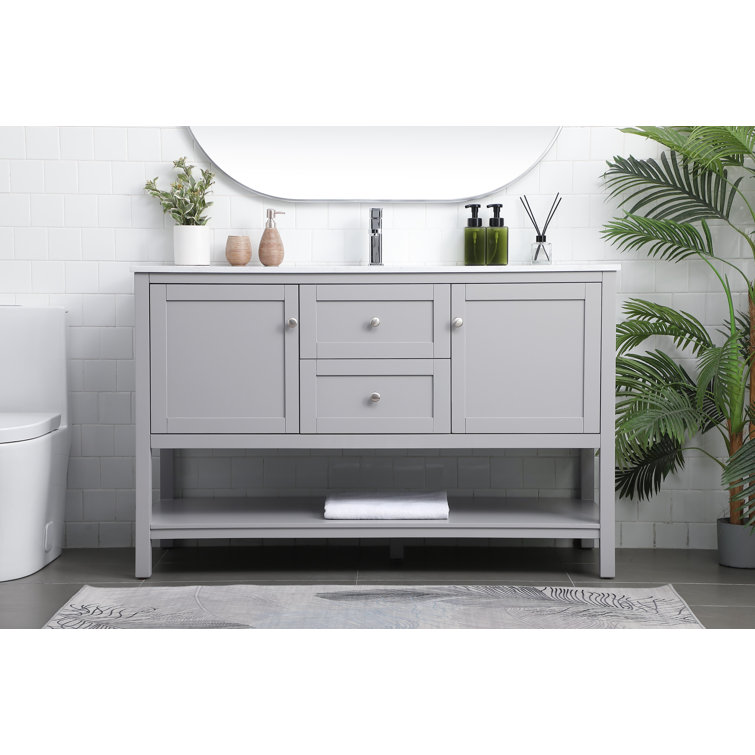 Heath 54'' Gray Double Vanity with Engineered Marble Top