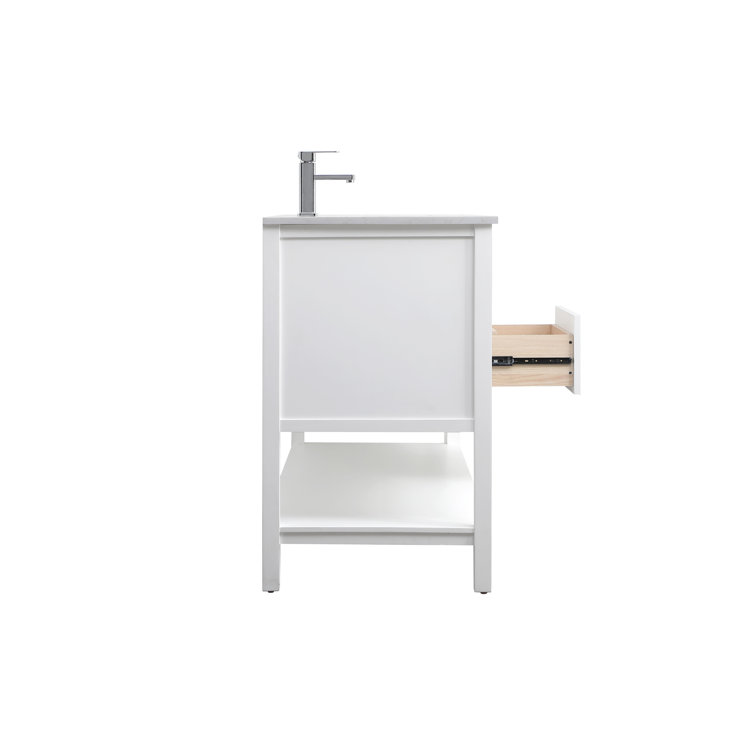 Heath 60'' White Freestanding Double Bathroom Vanity with Engineered Marble Top