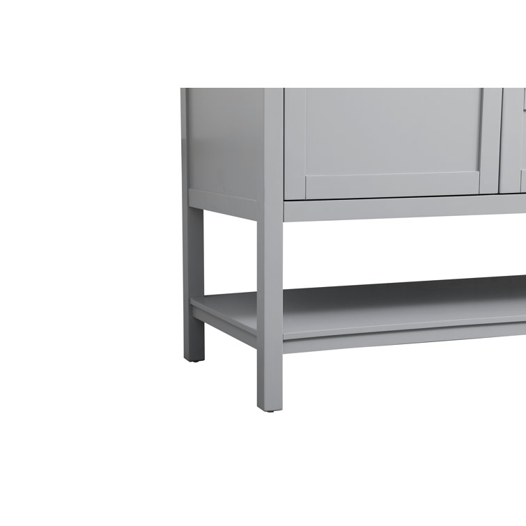 Gray Double Sink Freestanding Vanity with Marble Top