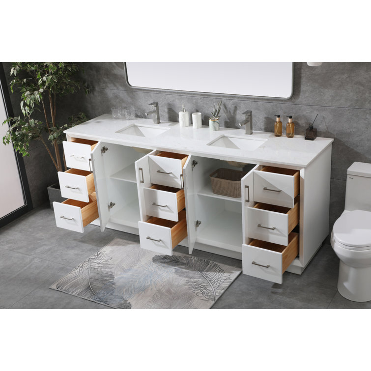 Hayes 84'' White Double Vanity with Engineered Marble Top