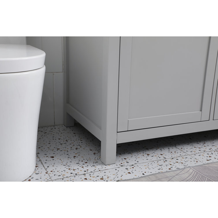 Lewis 60'' Grey Freestanding Double Bathroom Vanity with Engineered Marble Top