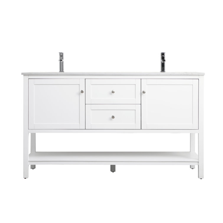 Heath 60'' White Freestanding Double Vanity with Marble Top