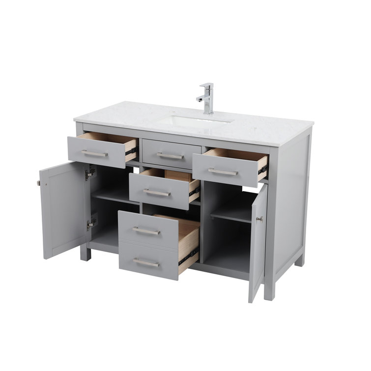 Lewis 48'' Gray Single Bathroom Vanity with Marble Top