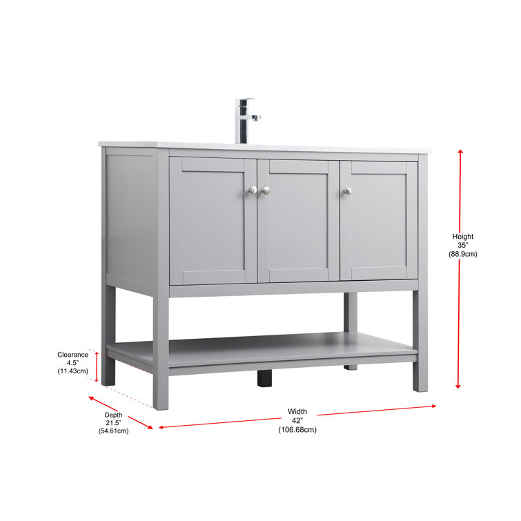 Gray Freestanding Single Vanity with Calacatta Marble Top