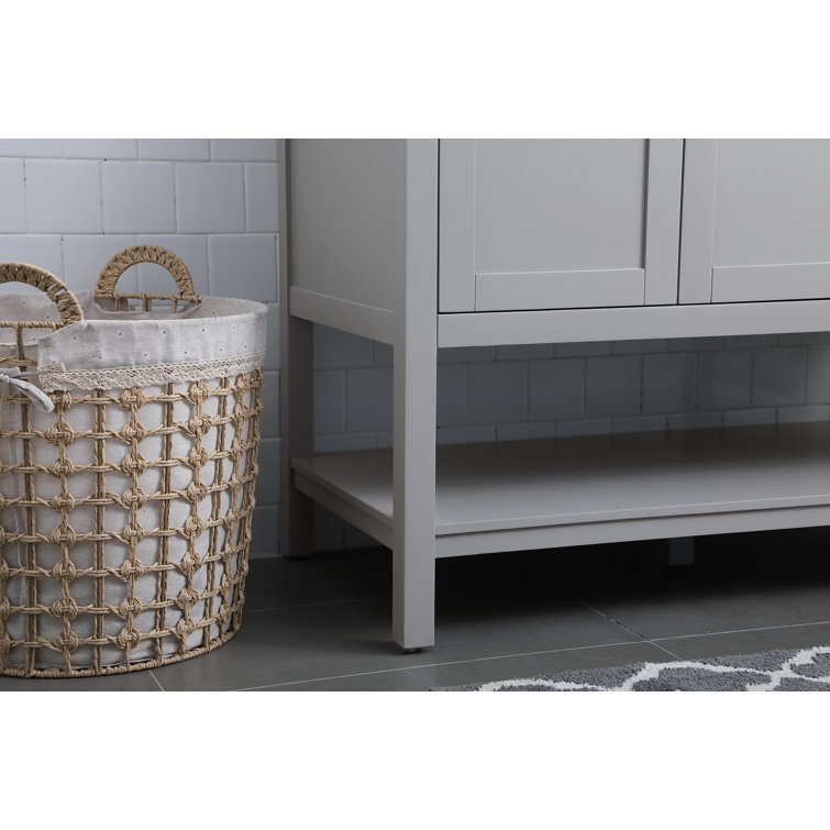 Gray Freestanding Single Vanity with Calacatta Marble Top