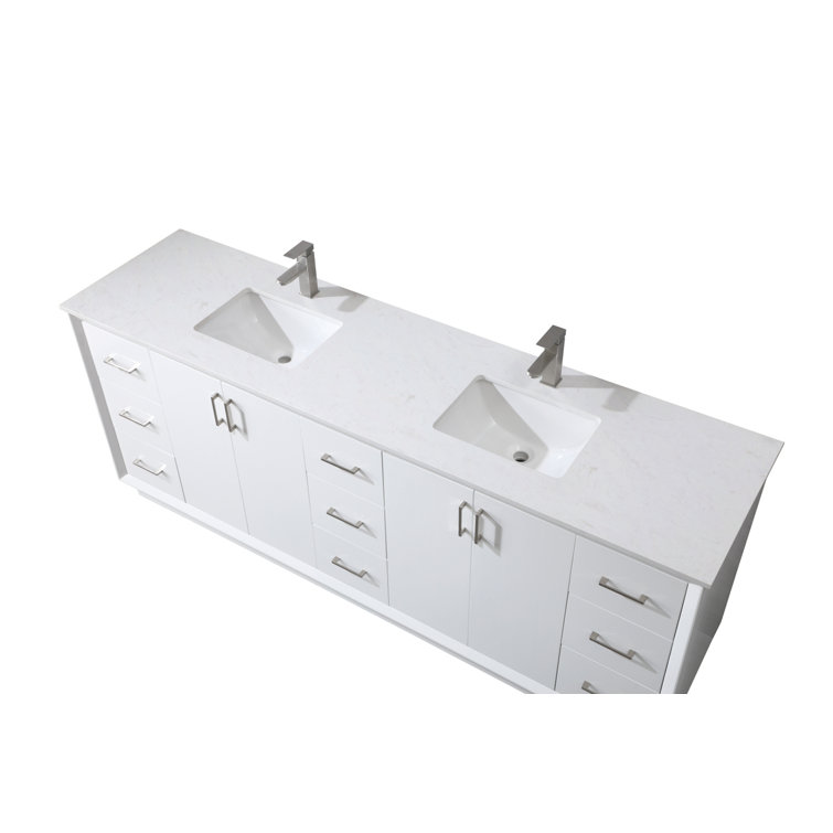 Hayes 84'' White Double Vanity with Engineered Marble Top