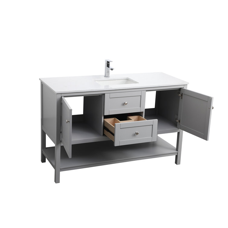 Heath 54'' Gray Double Vanity with Engineered Marble Top