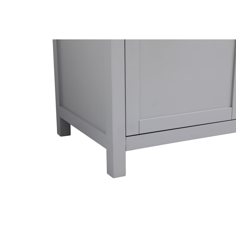 Lewis 60'' Grey Freestanding Double Bathroom Vanity with Engineered Marble Top