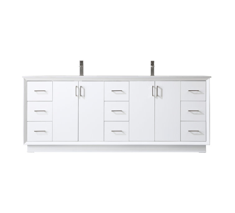 Hayes 84'' White Double Vanity with Engineered Marble Top