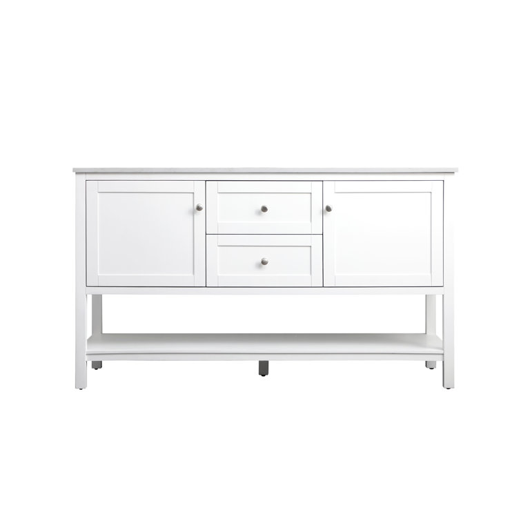 Heath 60'' White Freestanding Double Bathroom Vanity with Engineered Marble Top
