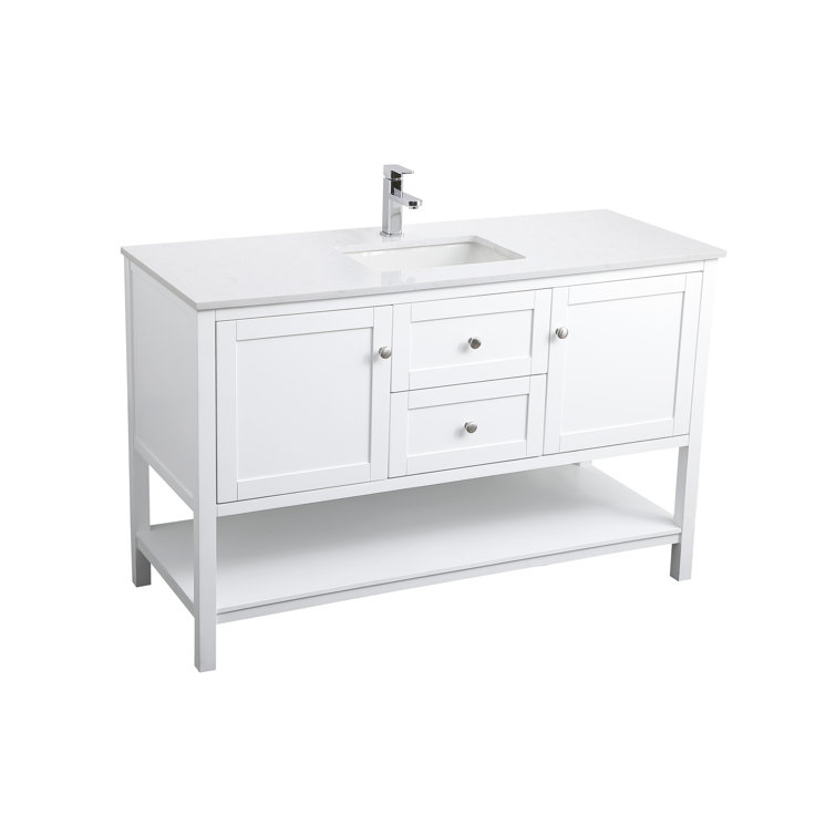Heath 54'' White Double Vanity with Engineered Marble Top