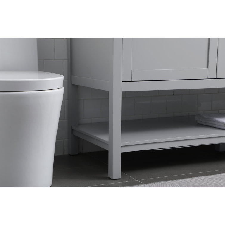 Gray Double Sink Freestanding Vanity with Marble Top