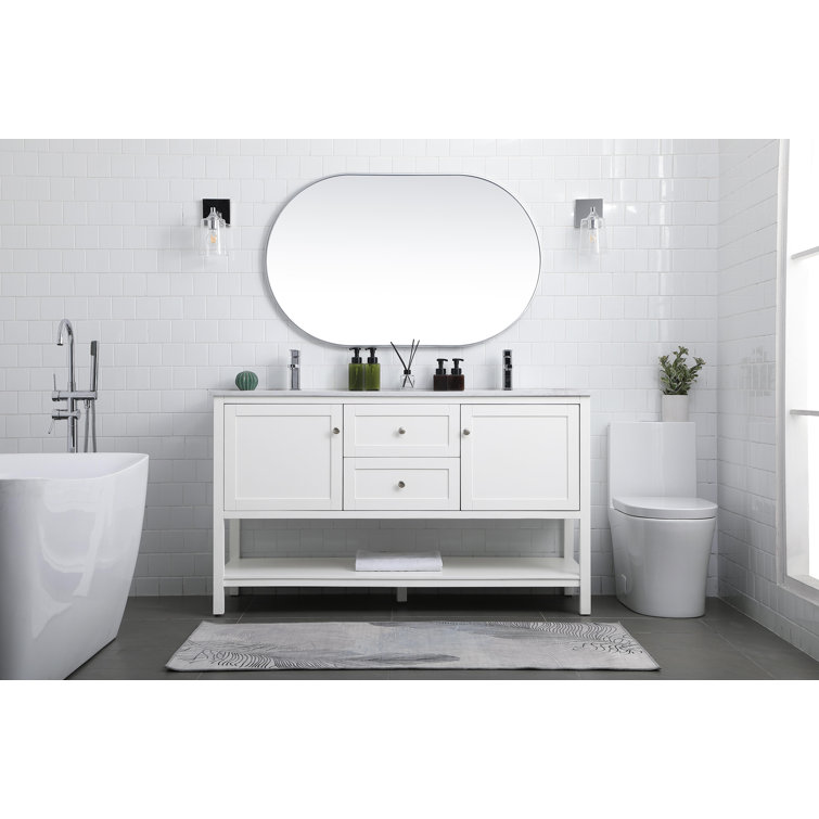 Heath 60'' White Freestanding Double Vanity with Marble Top