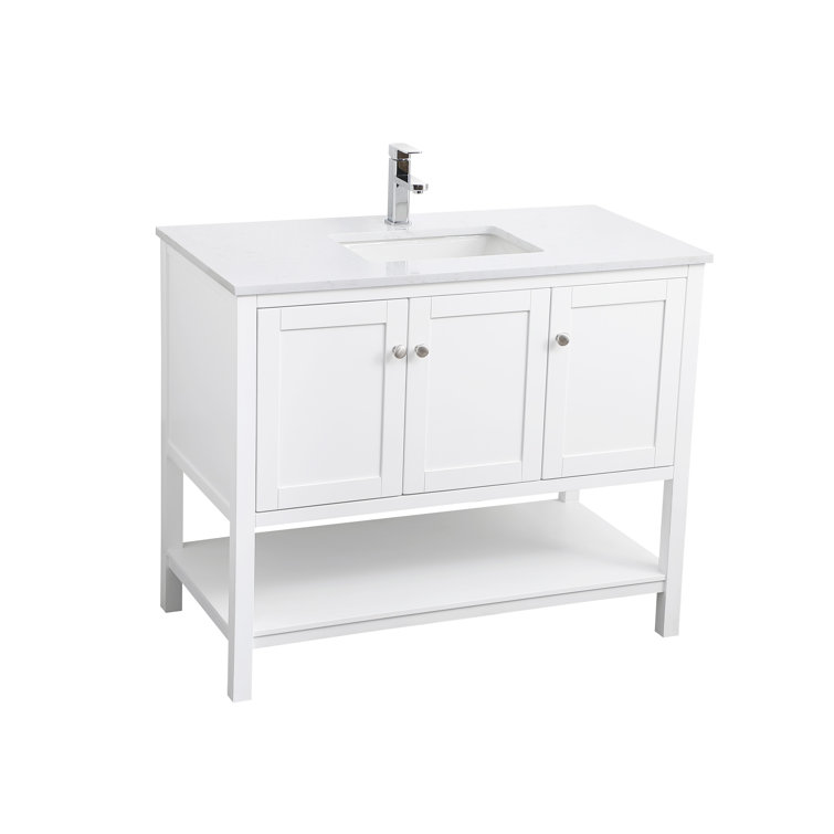 42" White Freestanding Single Vanity with Calacatta Marble Top