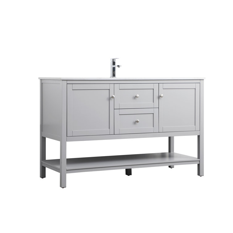 Heath 54'' Gray Double Vanity with Engineered Marble Top