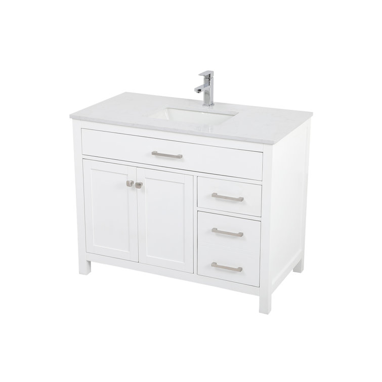 Lewis 42'' White Single Bathroom Vanity with Engineered Marble Top
