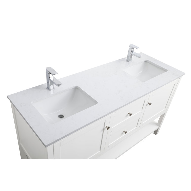 Heath 60'' White Freestanding Double Vanity with Marble Top