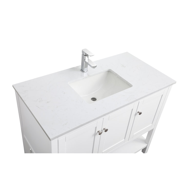 42" White Freestanding Single Vanity with Calacatta Marble Top