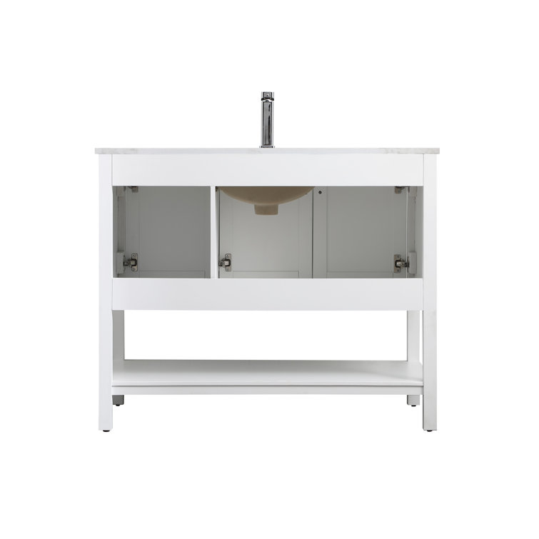 42" White Freestanding Single Vanity with Calacatta Marble Top
