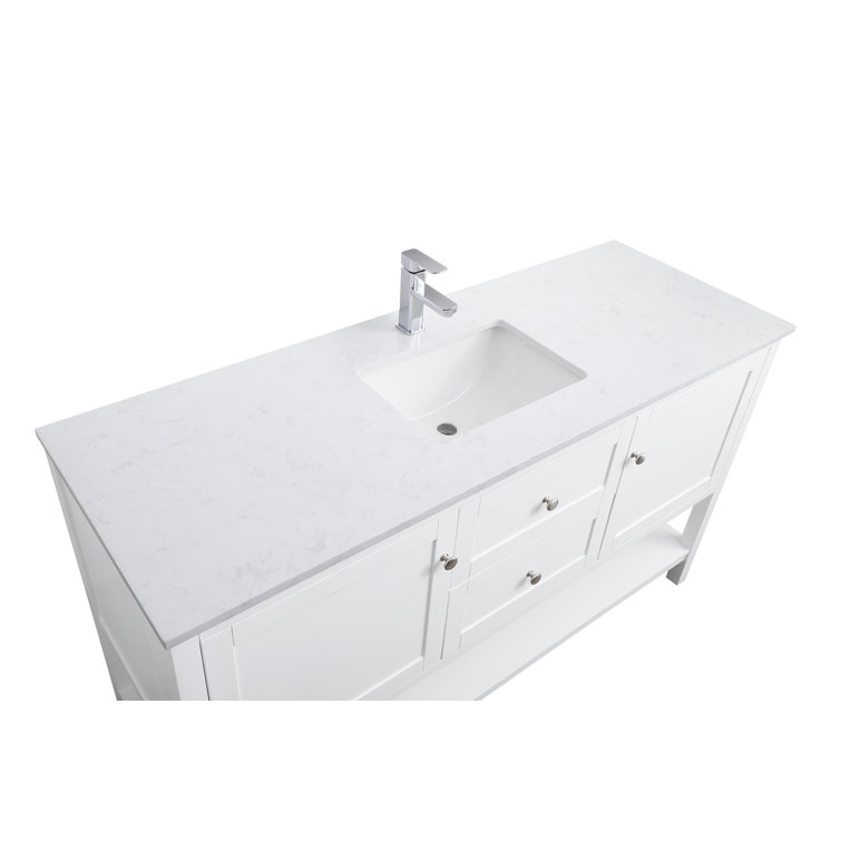 Heath 60'' White Freestanding Double Bathroom Vanity with Engineered Marble Top