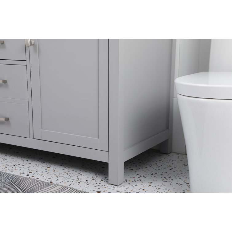 Lewis 54'' Grey Double Bathroom Vanity with Engineered Marble Top