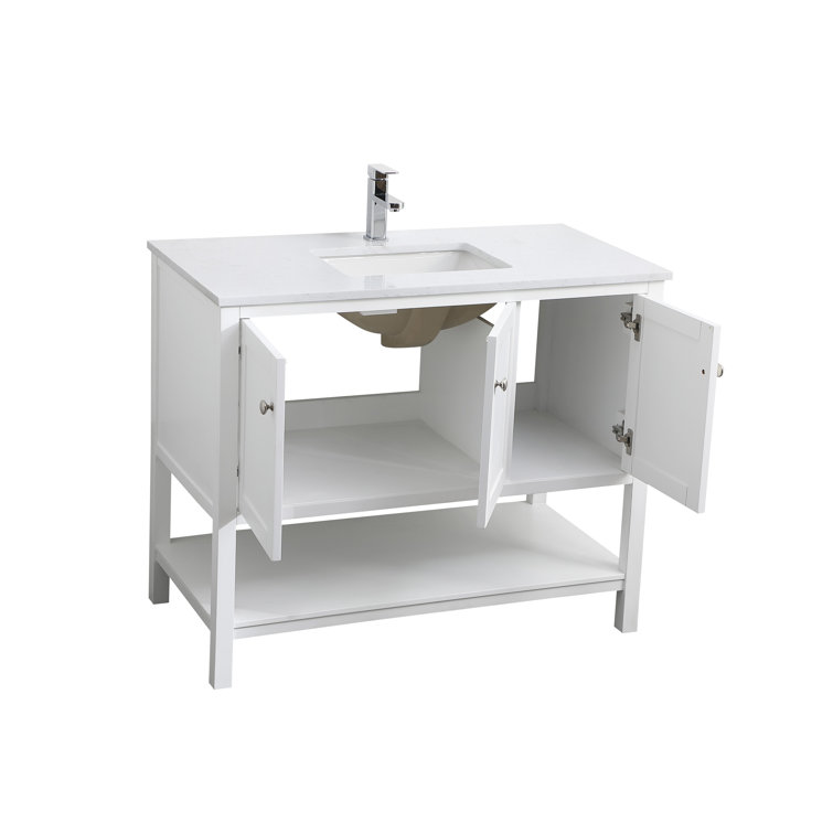 42" White Freestanding Single Vanity with Calacatta Marble Top