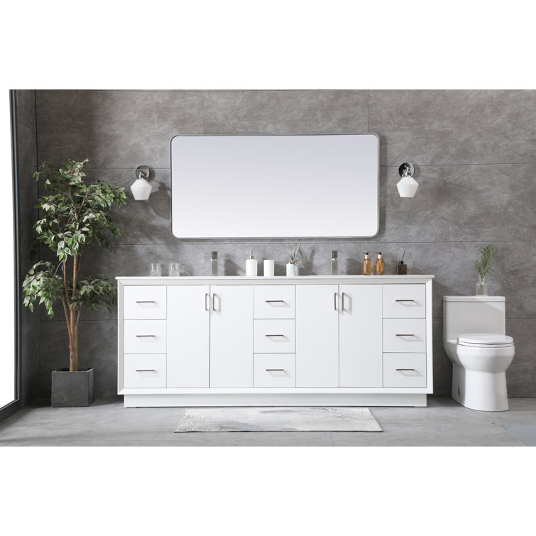 Hayes 84'' White Double Vanity with Engineered Marble Top
