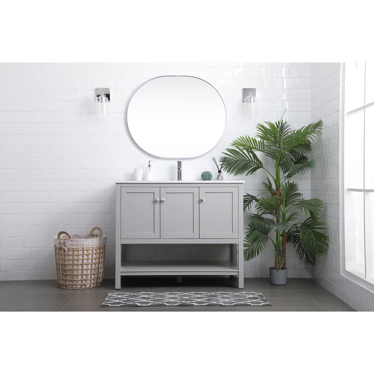 Gray Freestanding Single Vanity with Calacatta Marble Top