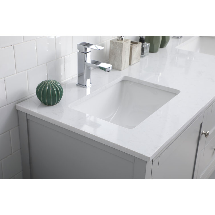 Heath 60'' Gray Freestanding Double Vanity with Marble Top