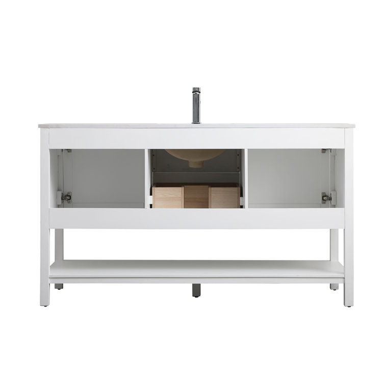 Heath 60'' White Freestanding Double Bathroom Vanity with Engineered Marble Top
