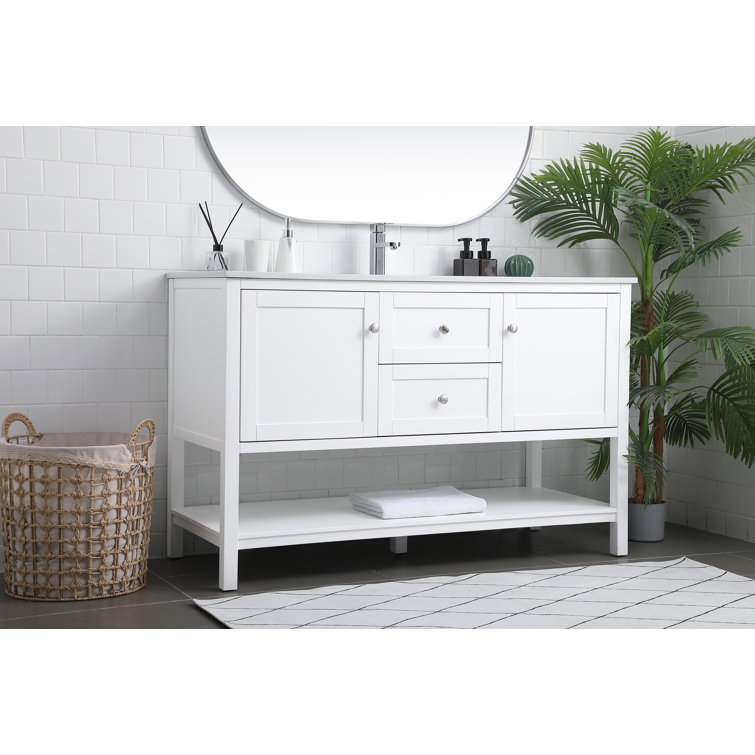 Heath 54'' White Double Vanity with Engineered Marble Top