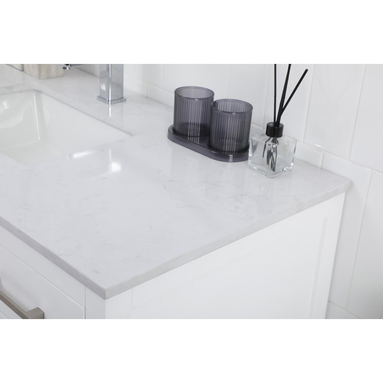 Lewis 48'' White Single Bathroom Vanity with Engineered Marble Top