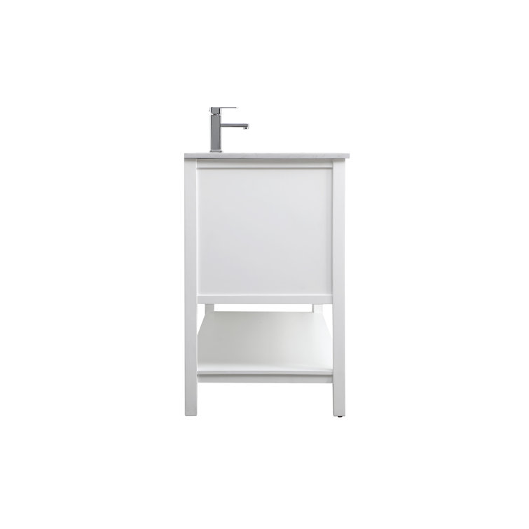 Heath 60'' White Freestanding Double Bathroom Vanity with Engineered Marble Top