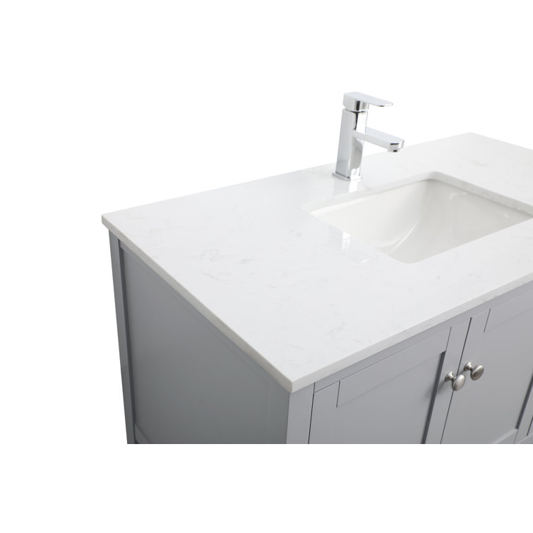 Gray Freestanding Single Vanity with Calacatta Marble Top
