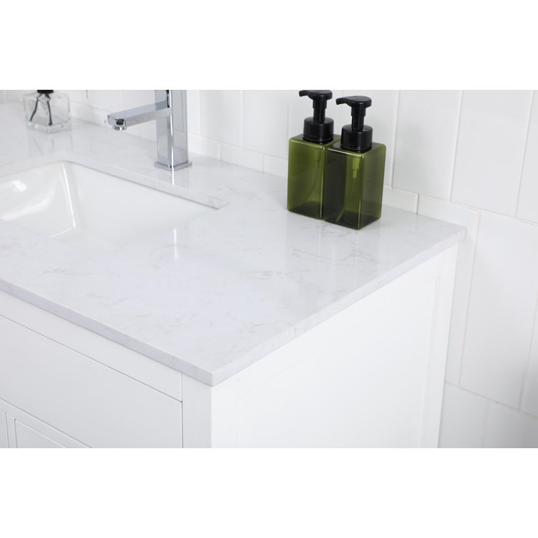 Lewis 42'' White Single Bathroom Vanity with Engineered Marble Top