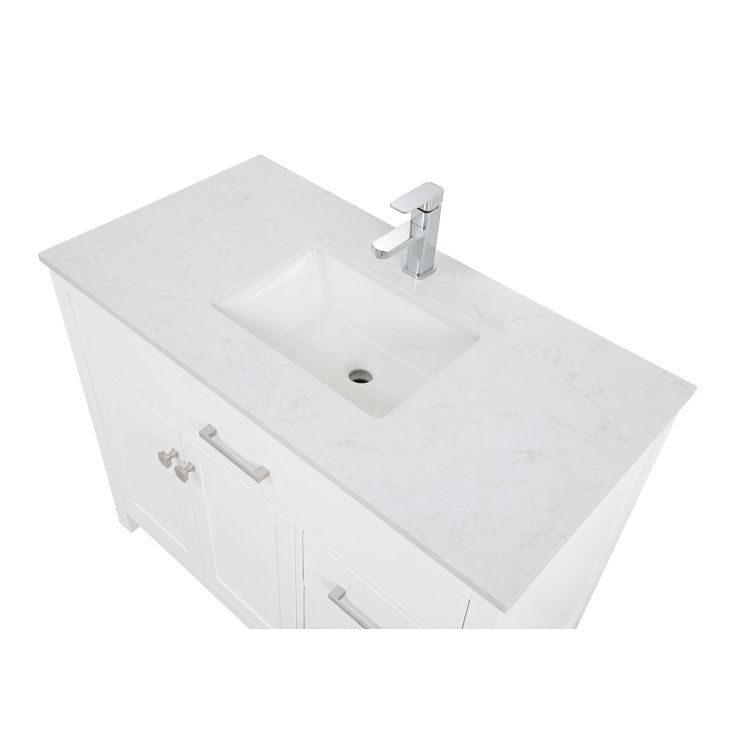 Lewis 42'' White Single Bathroom Vanity with Engineered Marble Top