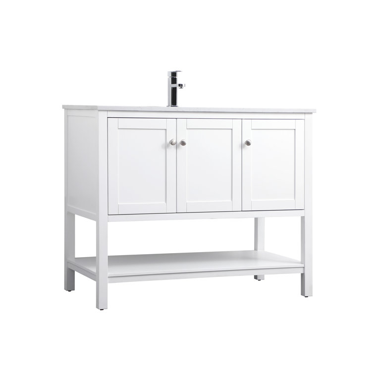 42" White Freestanding Single Vanity with Calacatta Marble Top